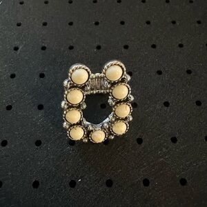 Elegant Cream Stone Silver-Tone Women’s Ring